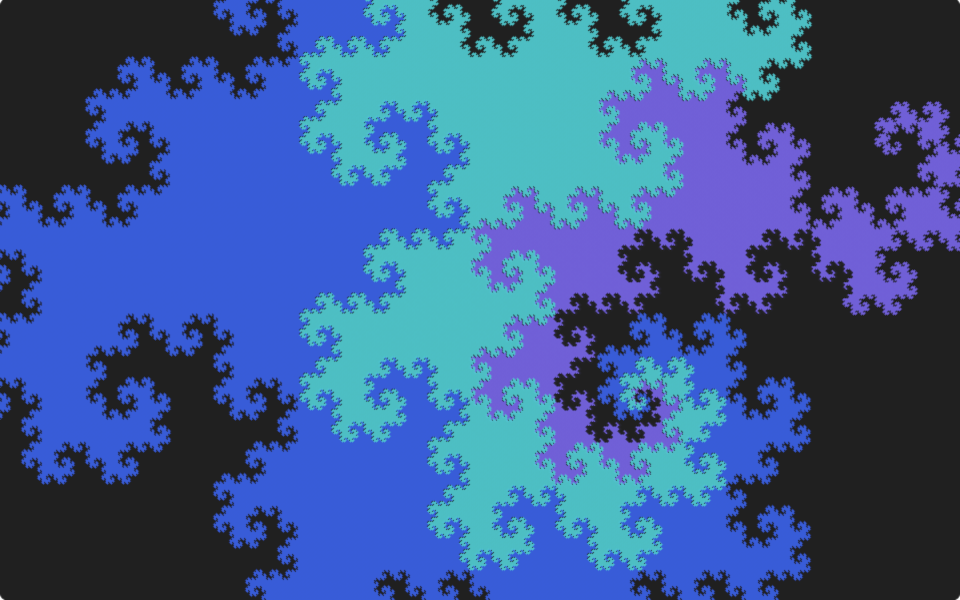 colorful image of the dragon curve fractal